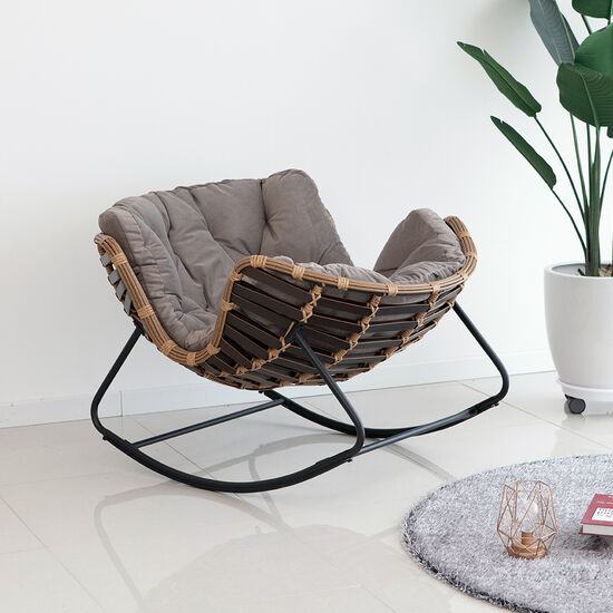 폴로까사 토일 패브릭 디자인 흔들 의자 1인용