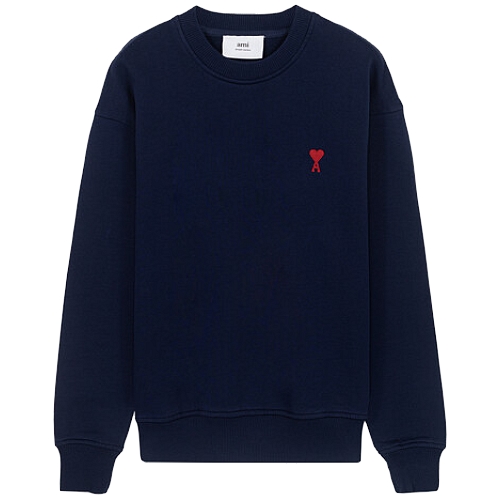 아미 하트 로고 네이비 코튼 맨투맨_USW001 730 491