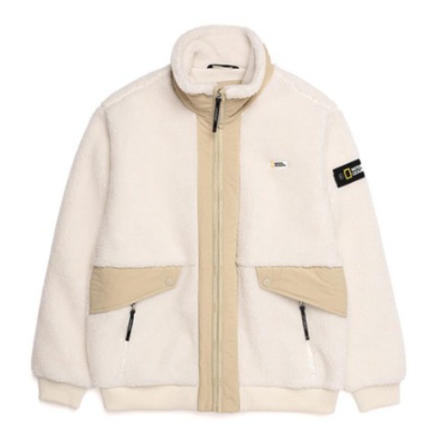 내셔널지오그래픽  하이넥 우븐배색 블루종 뽀글이 점퍼 N214UFT960