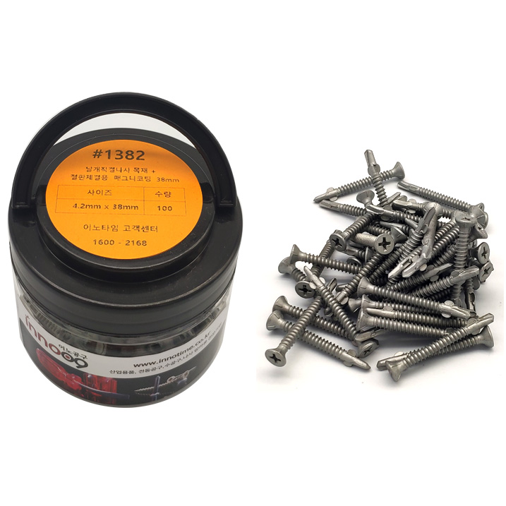 이노공구 날개 직결나사 목재+철판체결용 매그니코팅 38mm 1382