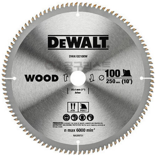디월트 10인치 목재용 원형톱날 DWA102100W