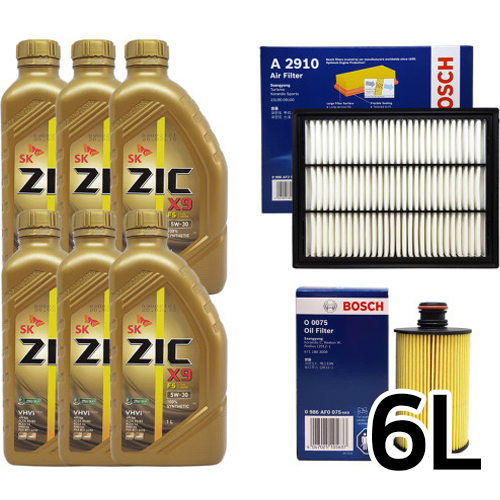 SK엔무브 ZIC X9 FS 5W30 6L + 보쉬필터 그랜저HG 3.0 가솔린
