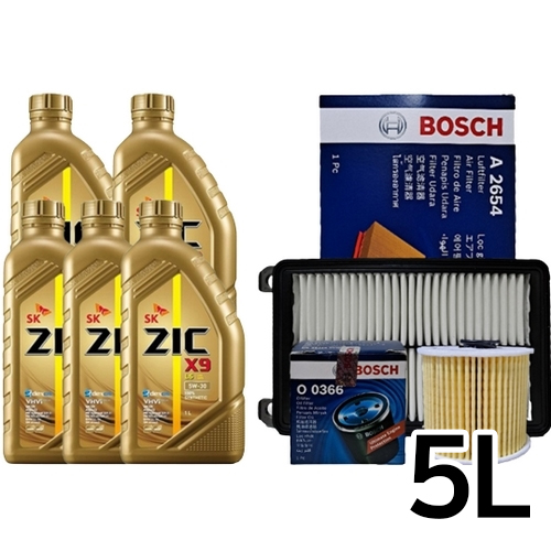 SK엔무브 ZIC X9 LS 5W30 5L + 보쉬필터 그랜저IG 2.4 가솔린
