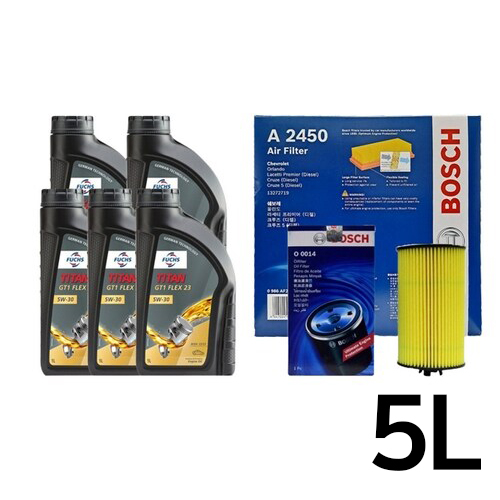 훅스  타이탄 GT1 플렉스23 5W30 5L +보쉬필터 현대 올뉴 벨로스터 1.6 가솔린터보