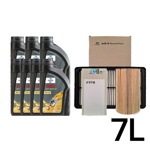 훅스  타이탄 GT1 플렉스23 5W30 7L + 순정필터 기아 더뉴 쏘렌토 디젤