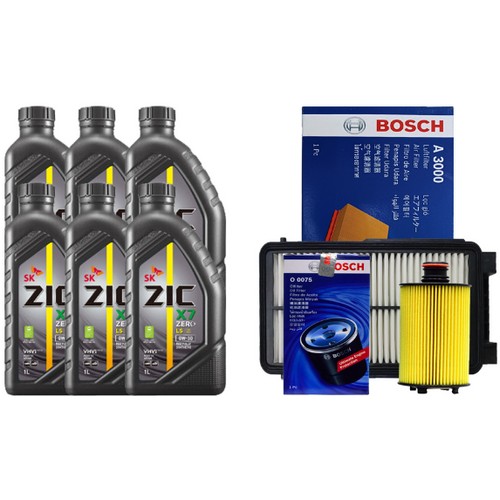 SK엔무브 ZIC 제로 X7 LS 0W30 6L + 보쉬필터 쌍용 뉴코란도C 2.2 디젤