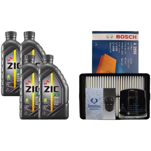 SK엔무브 ZIC 제로 X7 LS 0W30 4L + 필터세트 쌍용 티볼리아머 1.6 가솔린
