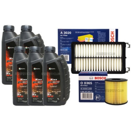 GS칼텍스 KIXX 레이싱 0W30 5L + 보쉬필터 기아 K5 DL3 2.0 가솔린