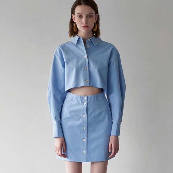 나인 엠블럼 컷아웃 미니 셔츠 원피스 OP-6030