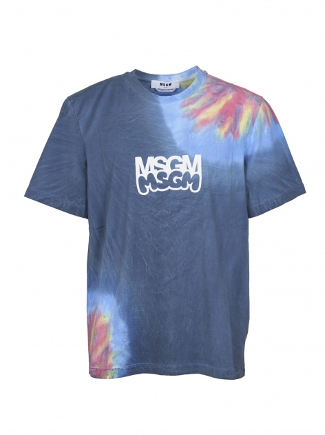 MSGM 남성 볼드 로고 타이다이 티셔츠 3440MM107 237090 88