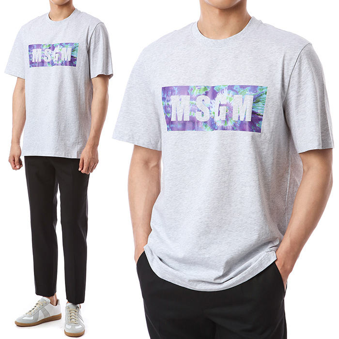 MSGM 남성 멀티 스퀘어 로고 반팔티 2840MM234 207096 94