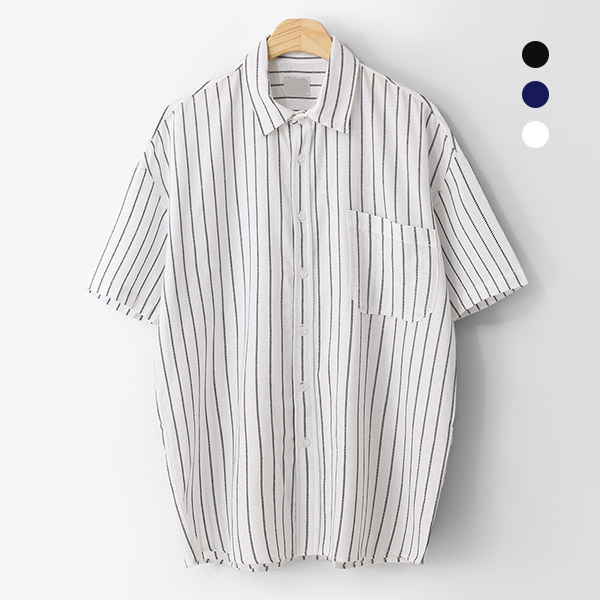 MNC 스트라이프 루즈핏 반팔셔츠 MDSS381TE