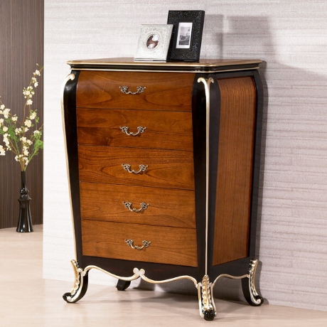 유캐슬 벤티 엔틱 원목 5단 서랍장 900