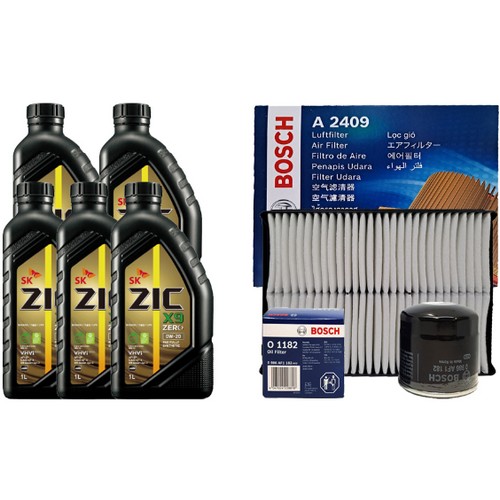 SK엔무브 ZIC 제로 X9 0W20 5L + 보쉬필터 현대 그랜저HG 2.4 하이브리드