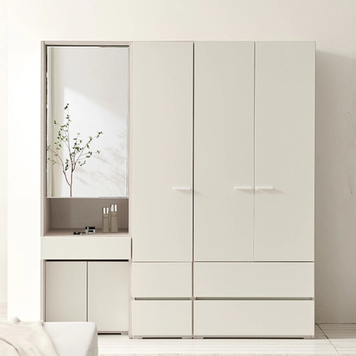 나무뜰  디움 키큰 수납 화장대 모듈 PUR PET 옷장세트 1800