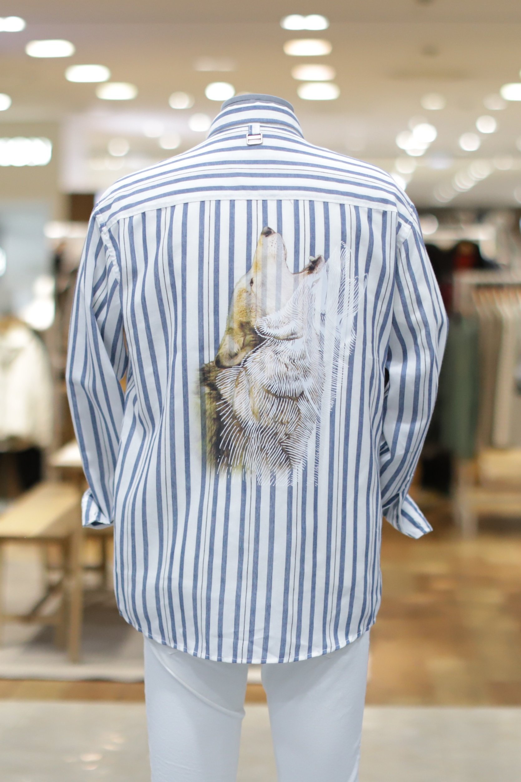 본 울프 린넨 스트라이프 셔츠 BN1MBA930