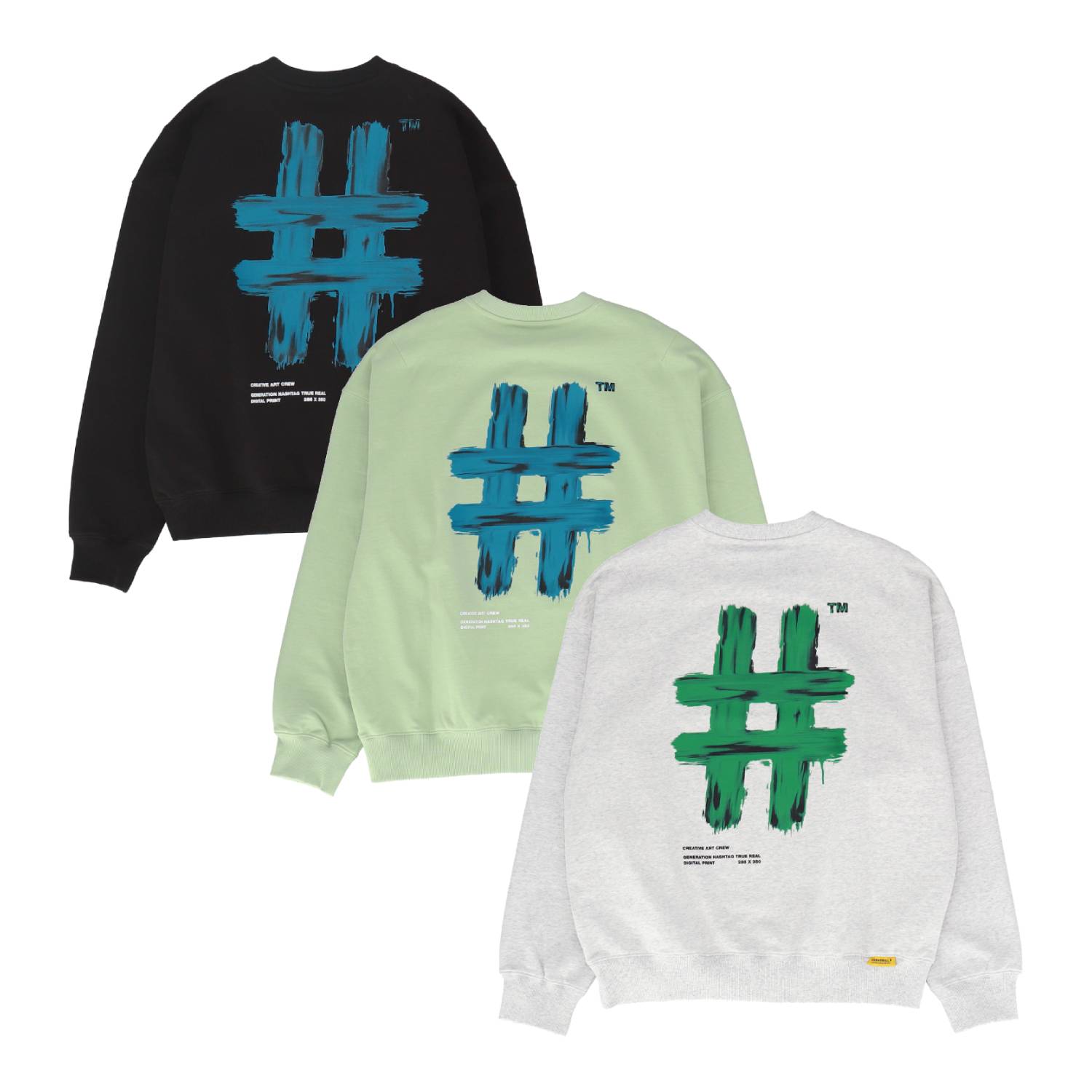 빈트릴 페인팅 해시태그 오버핏 맨투맨 BA231RM003