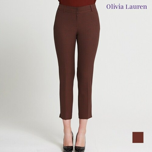 올리비아로렌 오비 디테일 체크 일자팬츠 VOIDLVF8371