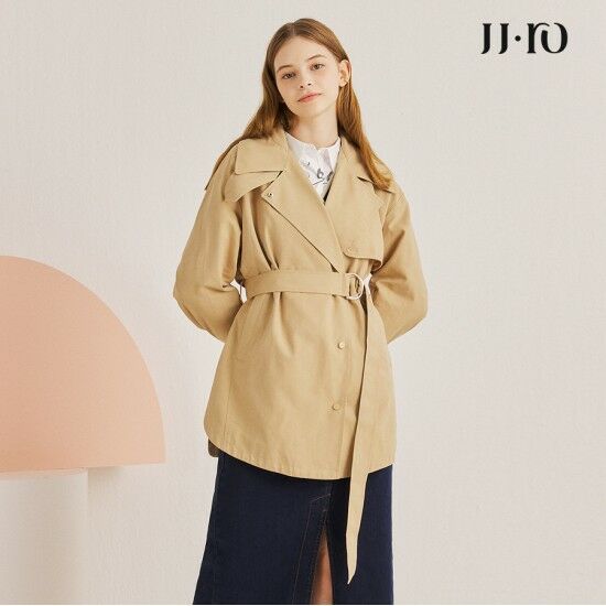 JJ지고트 여성 코튼 블렌드 하프 트렌치 코트 GL9A0TCJ3