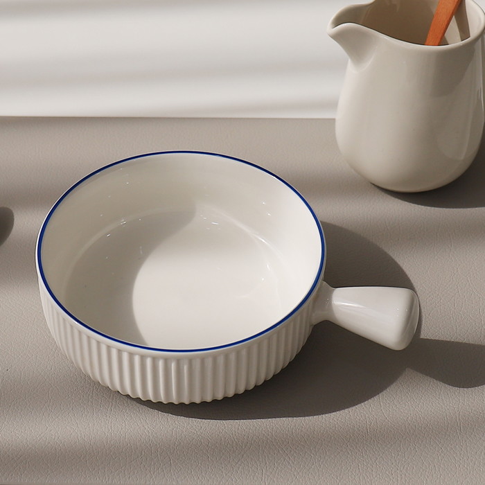 블룸엣홈 코발트 원형 손잡이 파스타볼 2개 화이트 + 블루