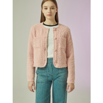 씨씨콜렉트 라운드 부클 니트 가디건 C233KSL001