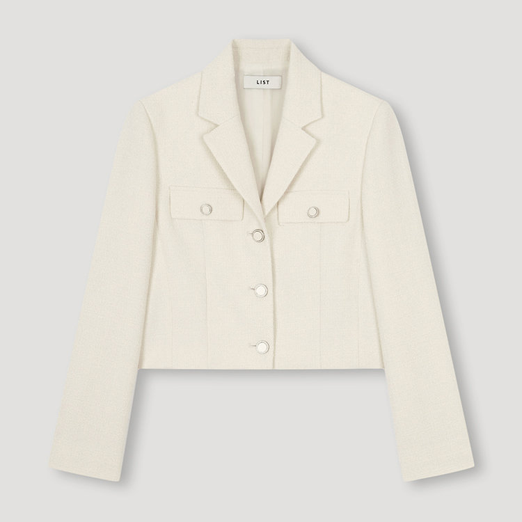 리스트 여성 트위드 버튼 크롭 재킷 TWWJKN70070