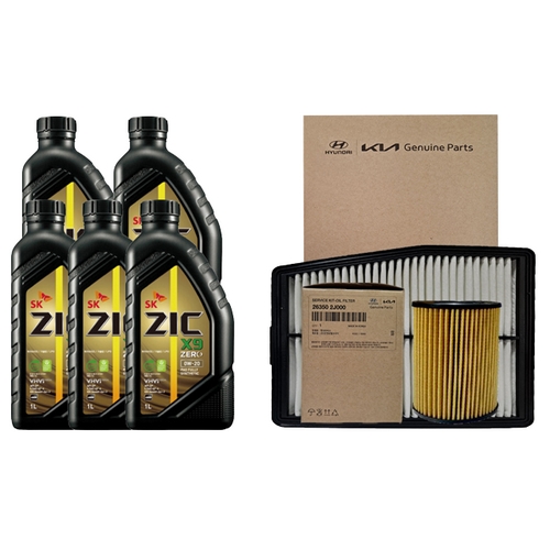SK엔무브 ZIC 제로 X9 0W20 5L + 순정필터 기아 K5 DL3 하이브리드