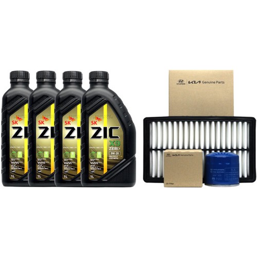 SK엔무브 ZIC 제로 X9 0W20 4L + 순정필터 기아 K5 하이브리드