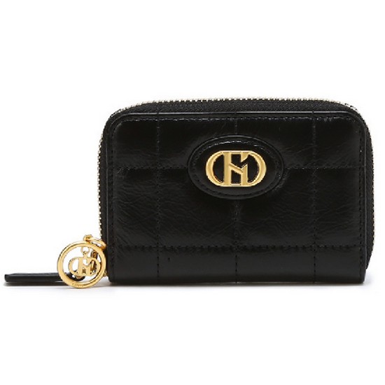 헤지스 여성 H20 퀼팅 블랙 가죽 지퍼 카드지갑_HIHO3F755BK