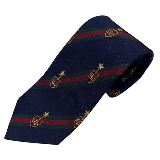 구찌 남성 넥타이 521716 4B744 4166 웹 크레스트 네이비
