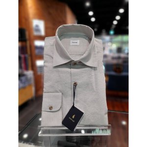 밴브루 하운즈 리플 원피스 세미 긴소매 슬림핏 셔츠 BJSSL1136BW