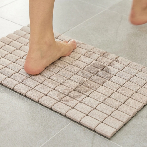 리프홈 아치형 모자익 규조토 발매트 네로우