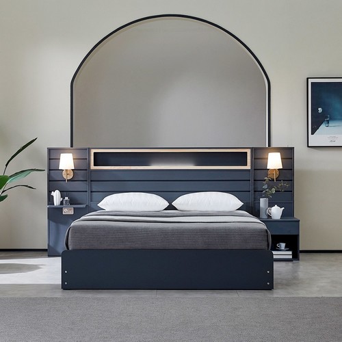 베디스 호텔식 피렌체 편백 평상형 LED침대 SS+선반패널