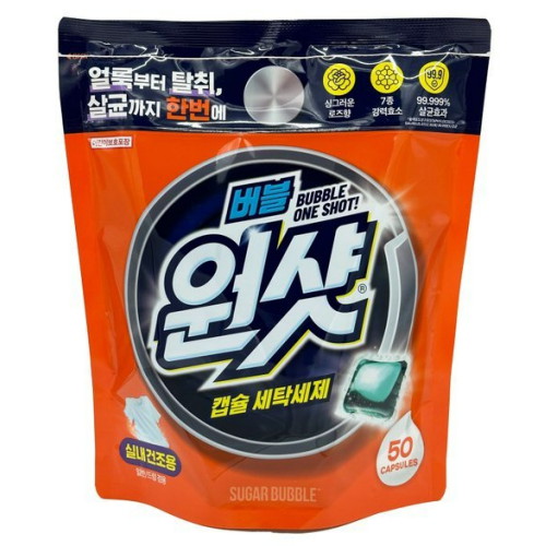 슈가버블 버블원샷 캡슐 세탁세제 로즈향 50개입
