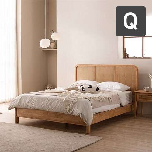 잉글랜더 몰디브 라탄 고무나무 원목 침대 Q