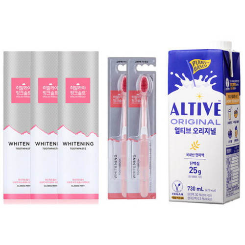 히말라야  핑크솔트 핑크솔트 미백치약 클래식 100g 3개+미백칫솔2개