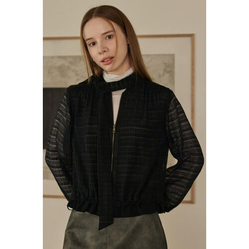 리안뉴욕 F/W V넥리본집업블라우스 RRGWBJ020