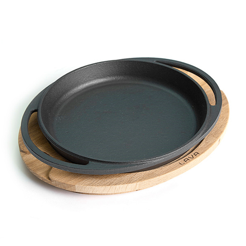 라바  원형 주물접시 20cm & 나무받침 세트