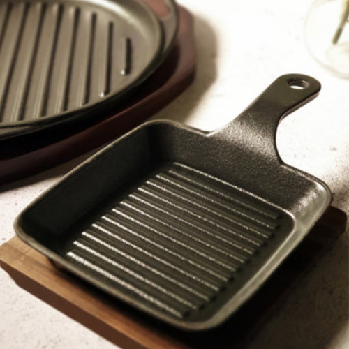 여미온 사각 무쇠주물 그릴팬 손잡이 라인서버