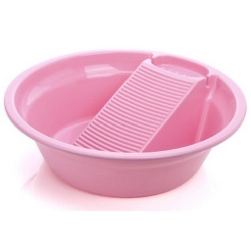 엘엘리빙  원형 세숫대야 겸용 내장 빨래판