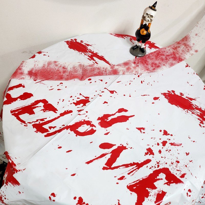 할로윈 헬프미 블러드 화이트 테이블보