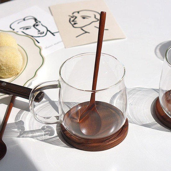 알럽하우스 홈카페 꿀단지 머그 내열 유리컵 380ml