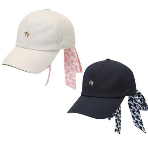 엘르 엘르골프 뒷 리본 포인트 금속 로고 캡 6J27404