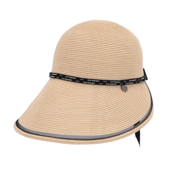 핑  프린트 스트링 포인트 천연초 와이드챙 햇 121C2CP660_BG