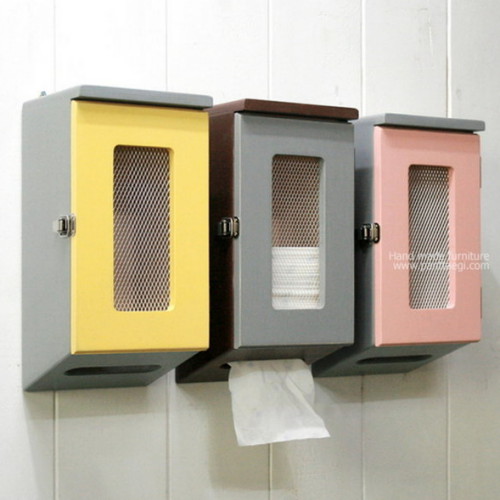 나무판때기 벽걸이 냅킨케이스 - 철망형