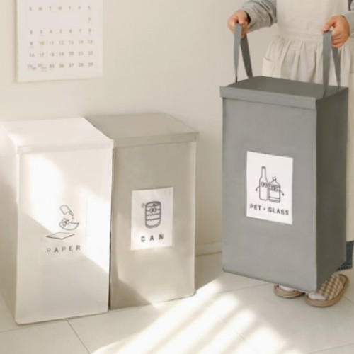 네이쳐리빙  더길어진 반전매력 재활용 분리수거함 3p 뚜껑형