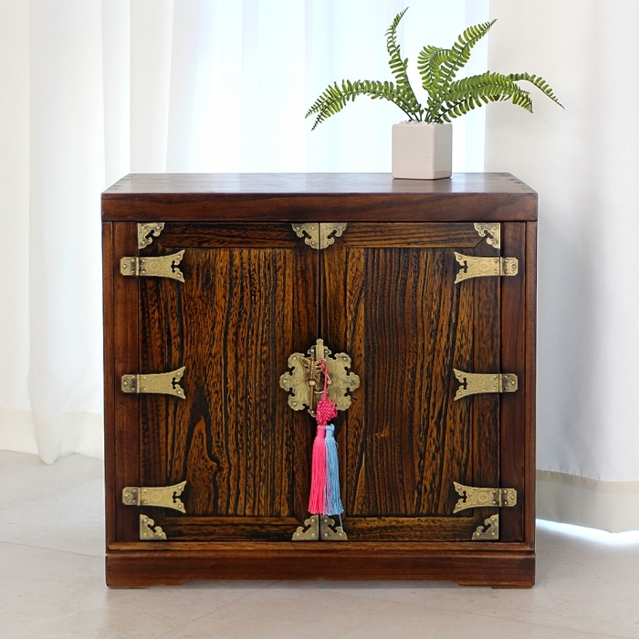 박씨상방 전통 원목여닫이 꽃장식 제기보관함 소 58형