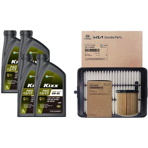 GS칼텍스 KIXX 파오 C2/C3 5W30 4L + 순정필터 현대 아반떼 CN7 1.6