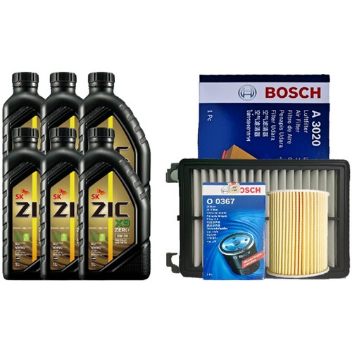 SK엔무브 ZIC 제로 X9 0W20 6L + 보쉬필터 기아 쏘렌토 MQ4 2.5 가솔린 터보