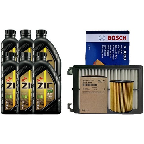 SK엔무브 ZIC 제로 X9 0W20 6L + 필터세트 기아 쏘렌토 MQ4 2.5 가솔린